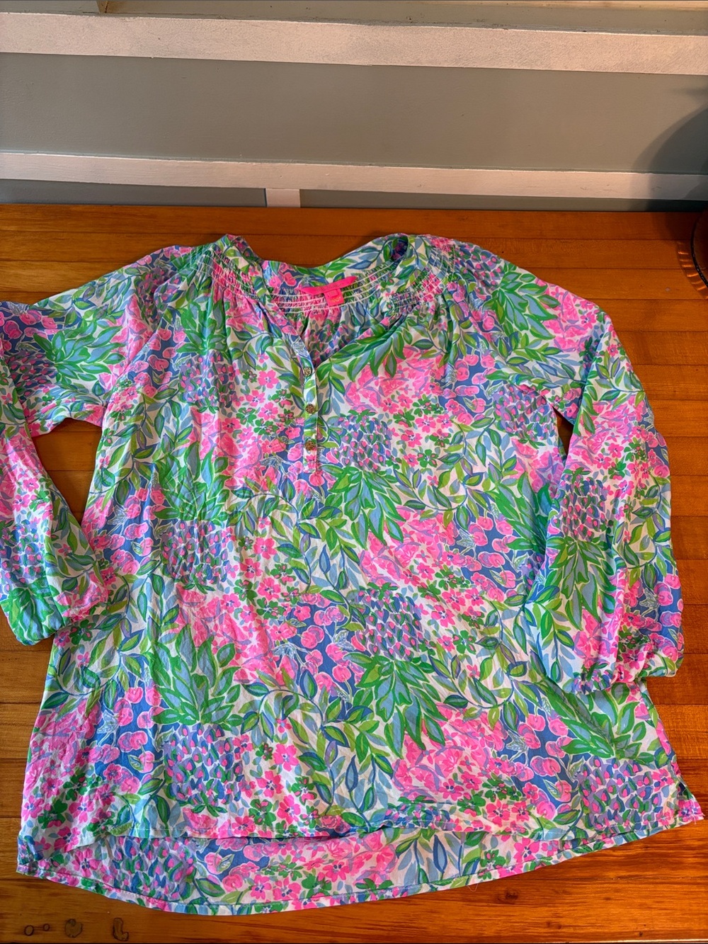Floral Pink & Green Women's Blouse